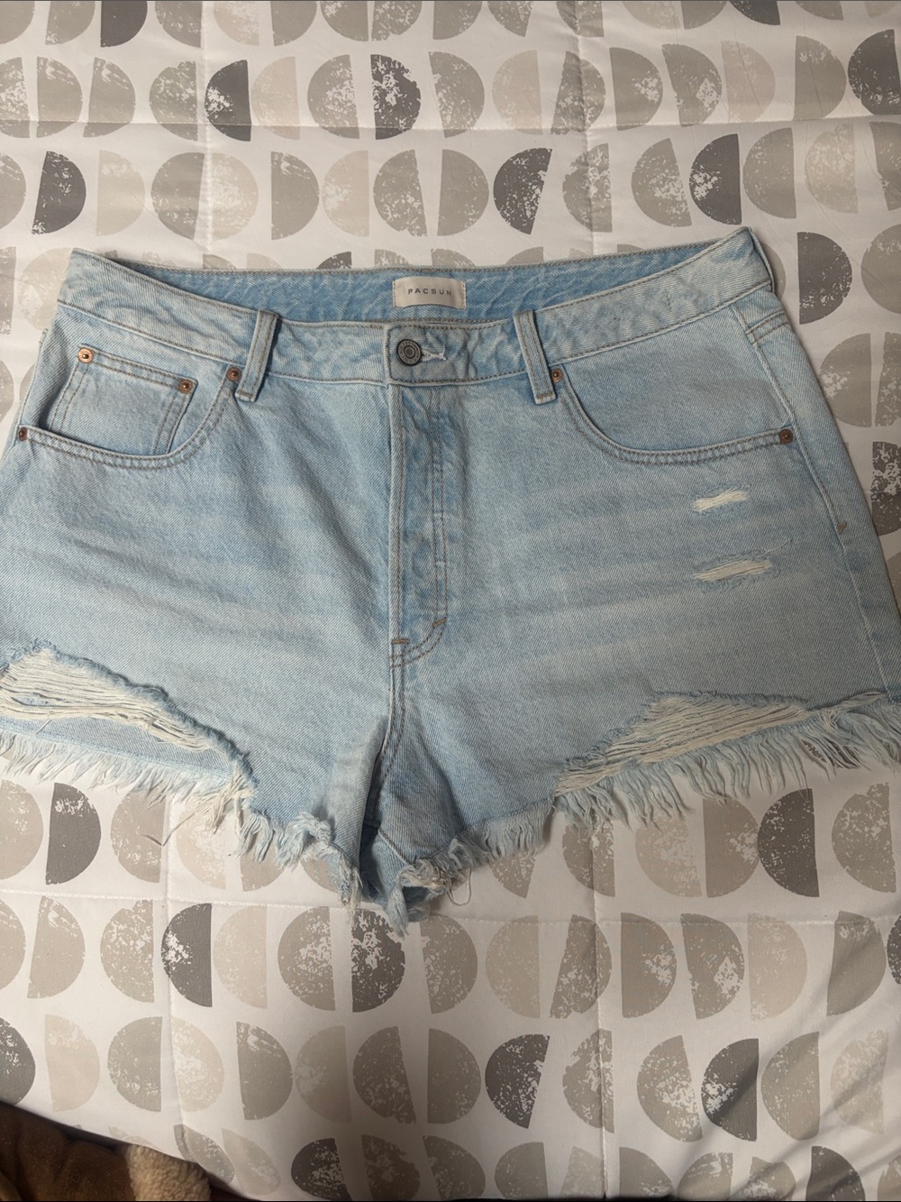 PacSun Light Blue High-Rise Distressed Jean Shorts